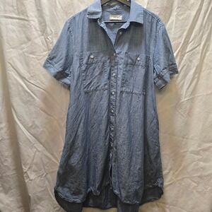 EVERLANE Daytripper Chambray Blue Shirt Dress Short Sleeve Button Down Pockets L